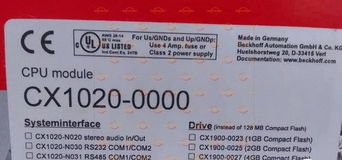 BECKHOFF CX1020-0000 CX1020000 PLC CPU Module