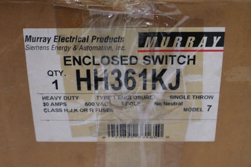 SIEMENS HH361KJ Fusible Disconnect Safety Switch Enclosure Receptacle STOCK 5442
Opens in a new window or tab