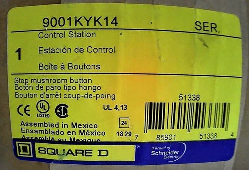SCHNEIDER ELECTRIC SQUARE D 9001KYK14 ENCLOSURE W/PUSHBUTTON STOP 30MM 10A *FS*