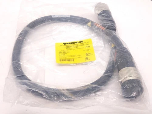 New Turck GSDMGKDM32-1M/U-25532 3x12 AWG Black TPE Cable 3M to 3F Pole Straight