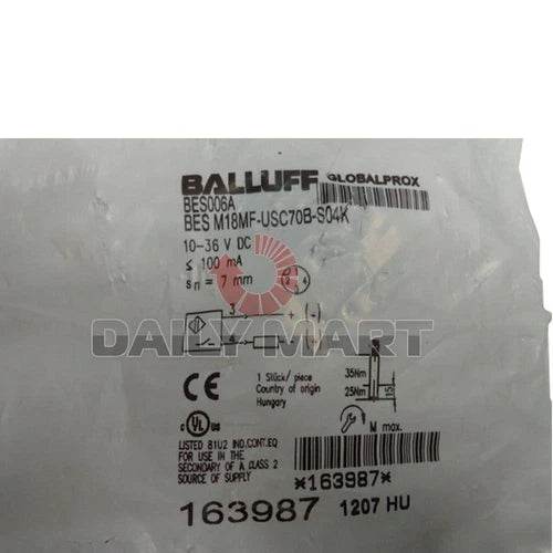 New Balluff BES M18MF-USC70B-S04K Inductive Sensor, 7mm 2-Wire DC, NO M12 4-Pin