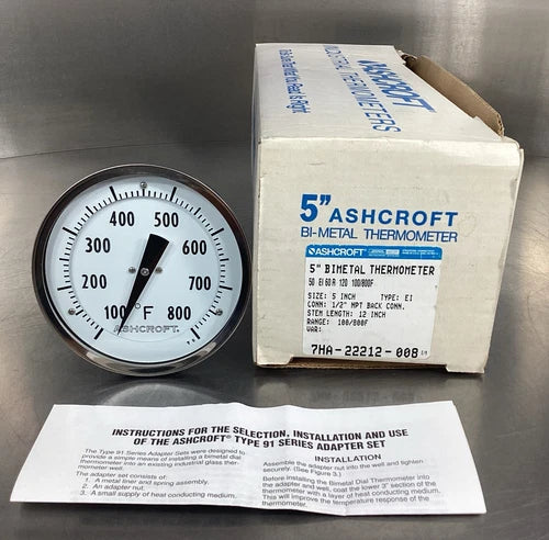 ASHCROFT THERMOMETER 50 EI 60R 120 100/800F  5