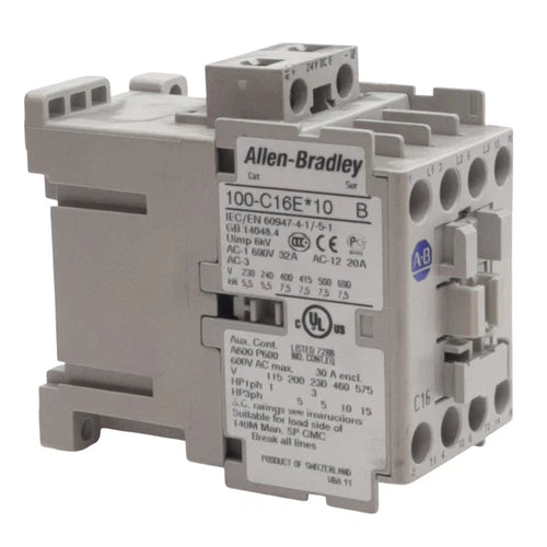 Allen Bradley 100-C16EJ10 IEC Contactor 3-Pole, 32A, 7.5kW @ 690VAC, 24VDC Coil