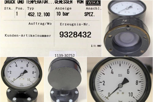 WIKA Pr?zisionsmanometer 452.12.100 - 0-10bar - Kl. 2,5 - Anschluss DN64-PN40