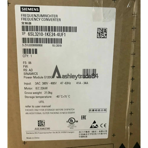 1PC New Siemens Inverter 6SL3210-1KE24-4UF1 6SL3210-1KE24-4UF1