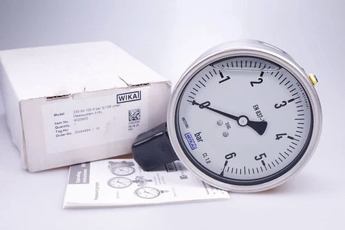 WIKA Pressure Gauge With Tubular Spring 233.50.100 9020853 0 6 BAR Boxed New