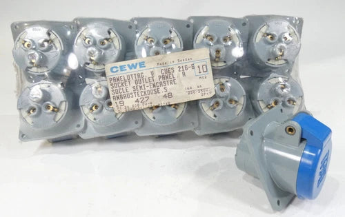 10 x CEWE Anbausteckdose CUES 216-6 | 16A | 6h | 250V~ | 3 polig | blau | schr?g