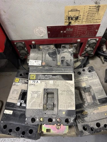 Square D FA36070 I-Line Circuit Breaker 70A 600V 3P 3PH FA 70 Amp 3 Pole USED
