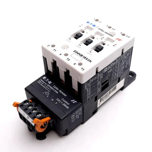 Eaton E04NB18X3N Contactor, 3-Pole, 600VAC 18A, E02NBXCXNN Coil: 24VDC