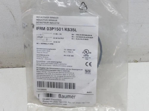 Baumer electric Induktiver Sensor IFRM 03P1501/KS35L 10-30VDC UNUSED