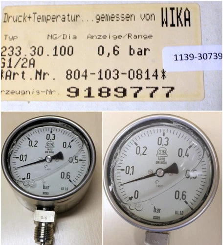 WIKA Pr?zisionsmanometer 233.30.100 0/0,6bar - Kl. 1,0 - E-NR. 9189777