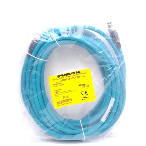 Turck RSC RKC 841-10M U-89052 Cordset, M12 8-Pin Male/Female, 10m Length