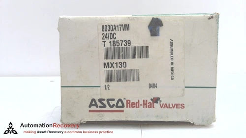 ASCO 8030A17VM 24/DC, 2-WAY SOLENOID VALVE, NEW #300596