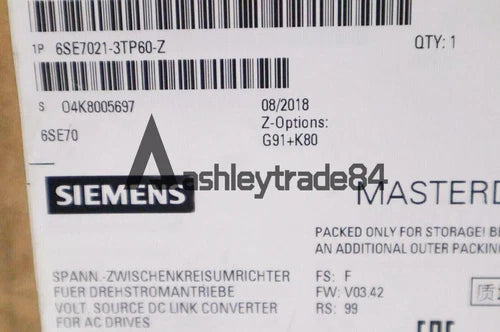 1PC NEW SIEMENS SERVO DRIVER 6SE7021-3TP60-Z Z=G91+K80