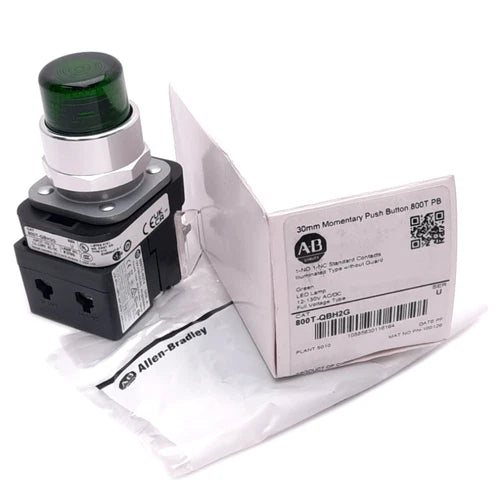 Allen Bradley 800T-QBH2G Illuminated Pushbutton, ?30mm, 1NO+1NC, 600V 10A Max