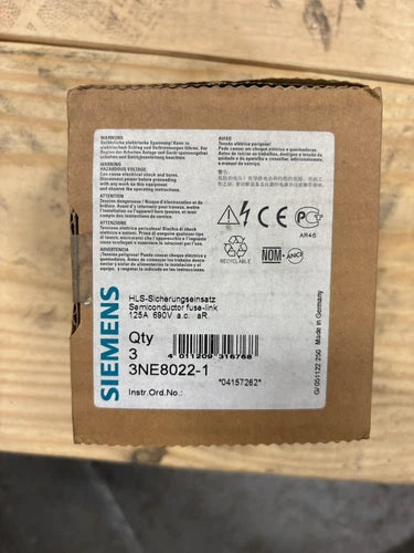 3 Fuses SIEMENS 3NE8022-1 Fuse