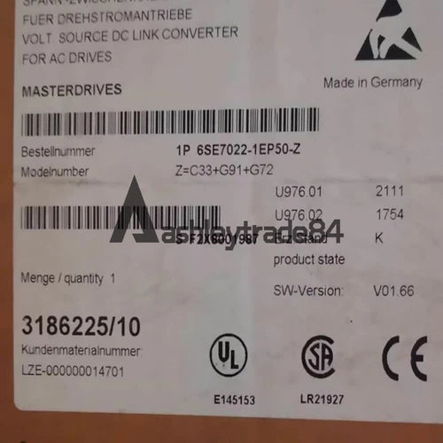 ONE NEW SIEMENS 6SE7022-1EP50-Z Z=C33+G91+G72