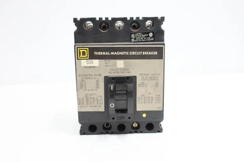 Square D FAL36050 Molded Case Circuit Breaker 3p 50a Amp 600v-ac 250v-dc