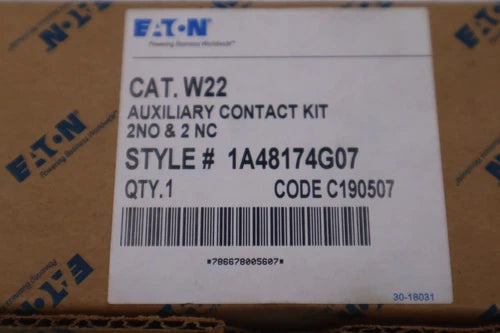 NEW OPEN BOX Eaton W22 Auxiliary Contact Kit 2NO & 2 NC STOCK G399A
Opens in a new window or tab