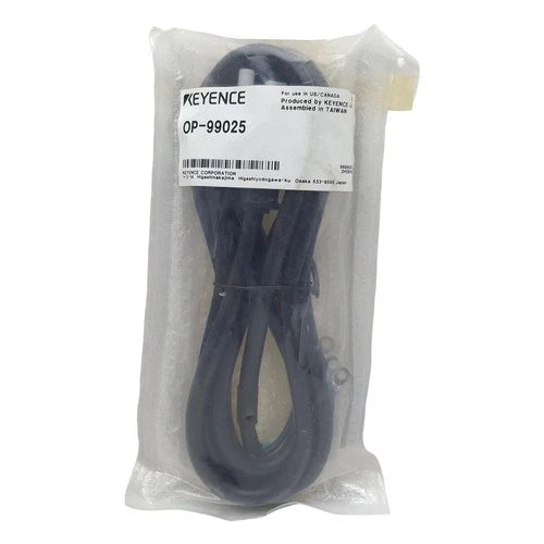 Keyence OP-99025 Power Cable, Black, NEMA 5-15P to 3-Wire Leads, 2m Length