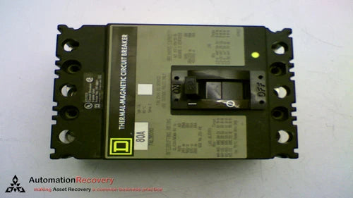 SQUARE D FAL36080 CIRCUIT BREAKER 600VAC 250VDC 80A 3 POLE #195612