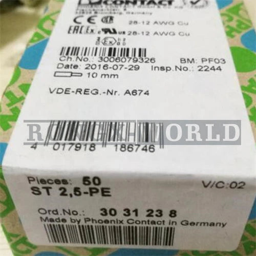 50PCS Phoenix Contact Terminal Block 3031238 ST 2.5-PE Brand new