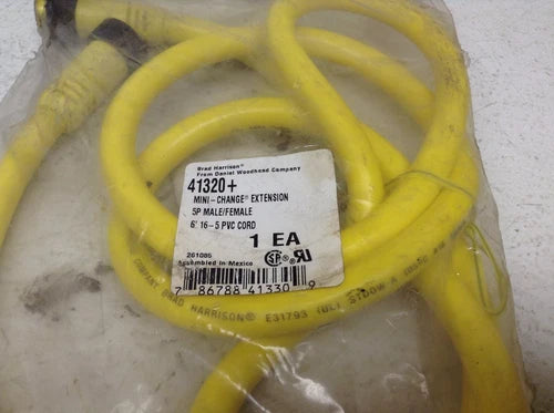 Woodhead Brad Harrison 41320+ 5P Male/Female Mini Change Extension 6'  New (TBI)