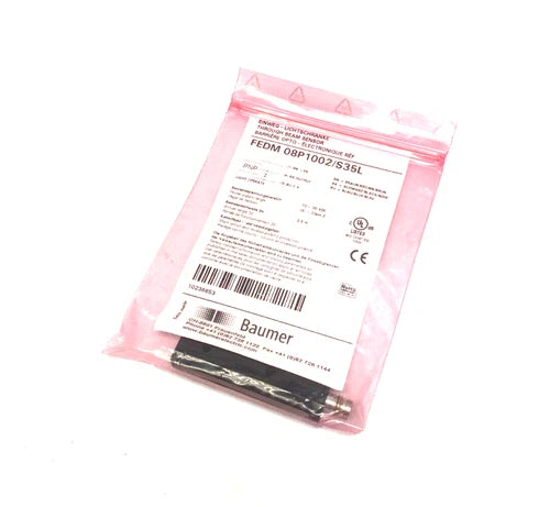 Baumer FEDM 08P1002/S35L Through-Beam Sensor 3-Pin M8 10-30VDC 10236653