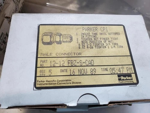 (Box of 5) 12-12 FBZ-S-CAD Parker CPI Male Connector GHA-115