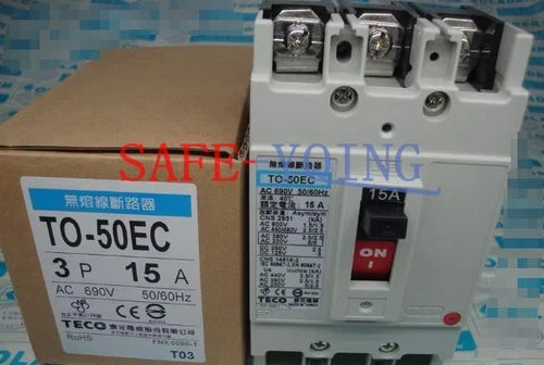 One TECO TO-50EC 3P 15A Fusion-free circuit breaker New