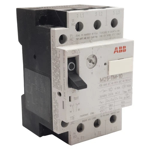 ABB M25-TM-10 Motor Protection Circuit Breaker, 3-Pole, 1N.O. + 1N.C., 6-10A