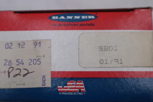 BANNER ENGINEERING SBD1 / SBD1 PHOTOELECTRIC SENSOR (NEW OPEN BOX) STOCK K-3564
Opens in a new window or tab