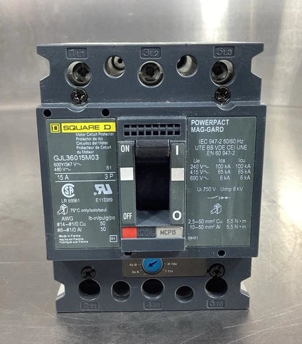 Square D  GJL36015M03  Mag-Gard Circuit Breaker. 3 Ph, 15 A, 480 V       4C-45