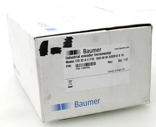 Baumer Industrial Encoder Incremental ITD 22 A 4 Y10 1024 M NI D2SR12 S 15