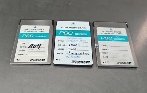 Reliance Electric MC-D5006IC, 512 KB, PSCSeries Pk Memory Cards-Lot of 3   3C-18