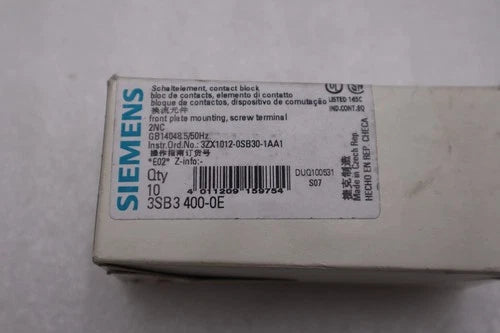 NEW OPEN BOX SIEMENS 3SB3 400-0E Auxiliary Contact BOX OF 10 STK H290A
Opens in a new window or tab