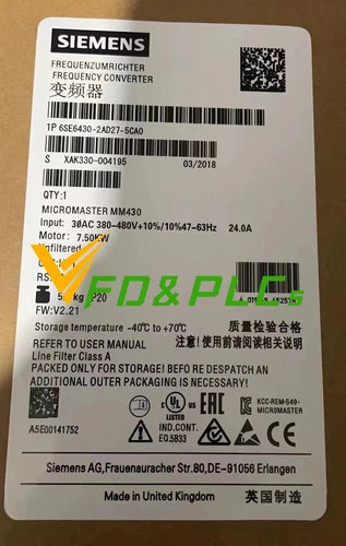 Siemens 6SE6 430-2AD27-5CA0 MICROMASTER 6SE6430-2AD27-5CA0 Module Fast Shipping