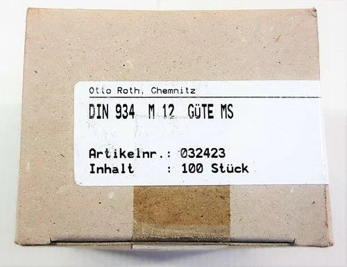 (0,90€ Einheit) 100 St¨¹ck Roth Sechskantmuttern M12 DIN 934 Messing