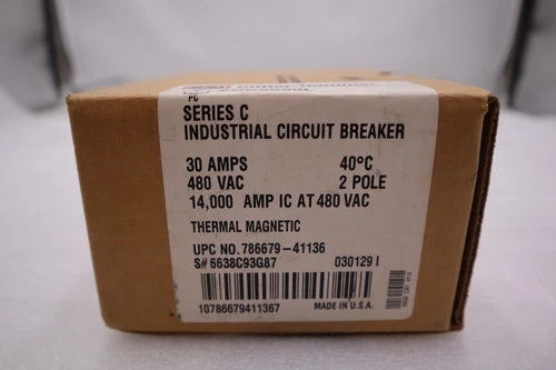 NEW EATON CORPORATION EHD2030L THERMAL-MAGNETIC CIRCUIT BREAKER STOCK 2587C
Opens in a new window or tab