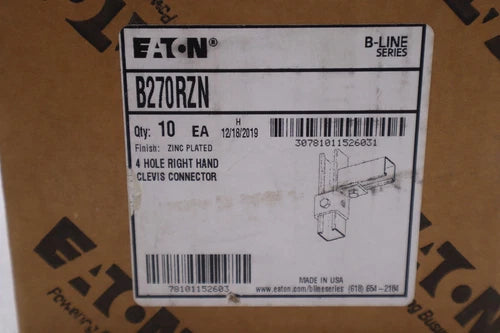 EATON B270RZN 4 Hole Right Hand Clevis Connector B-Line New Open Box #3552
Opens in a new window or tab