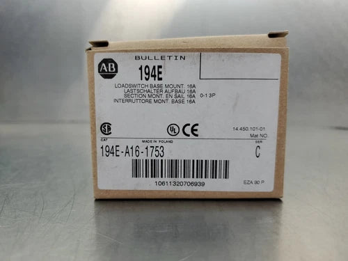 Allen Bradley 194E-A16-1753 Ser. C LoadSwitch Base Mount.                  4C-25