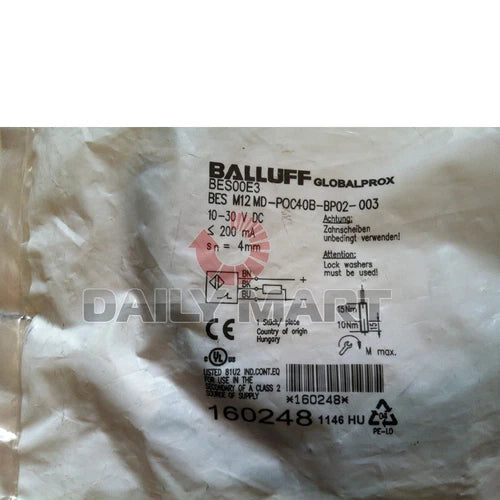New Balluff BES M12MD-POC40B-BP02-003 Inductive Sensor PNP NC Flush DC 3-Wire