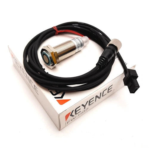 Keyence FW-H02 Ultrasonic Sensor Head, Range: 50-200mm, Barrel: M18, W/ Cable