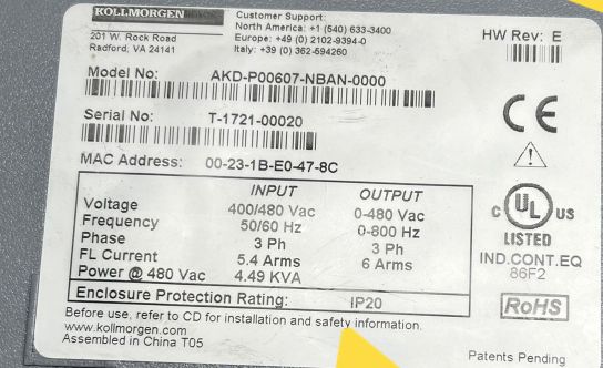 Kollmorgen AKD-P00607-NBAN-0000 AKD